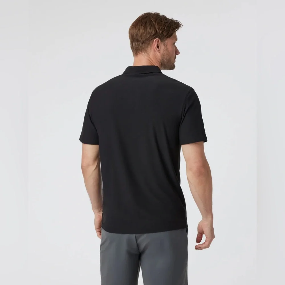 Vuori Strato Tech‎ Performance Knit Polo Black Medium Golf Athleisure Casual - Picture 8 of 9